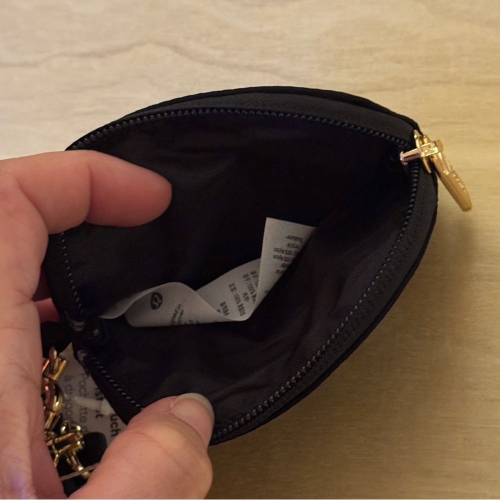 NWT - Lululemon Dual Pouch Wristlet Black with Gold Hardware and Logo - Picture 9 of 13